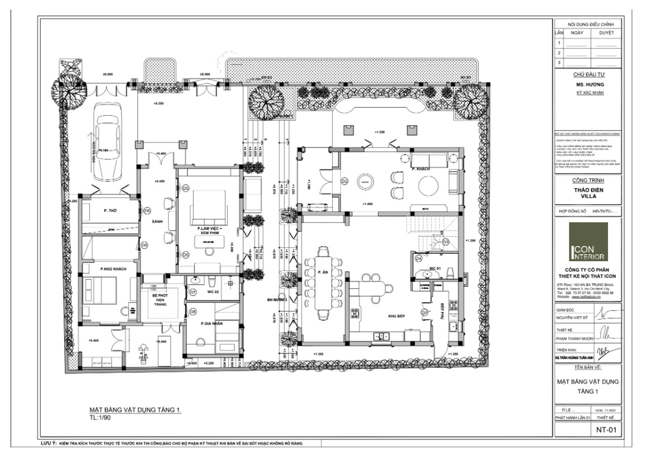 Mặt bằng bố trí nội thất villa Thảo Điền